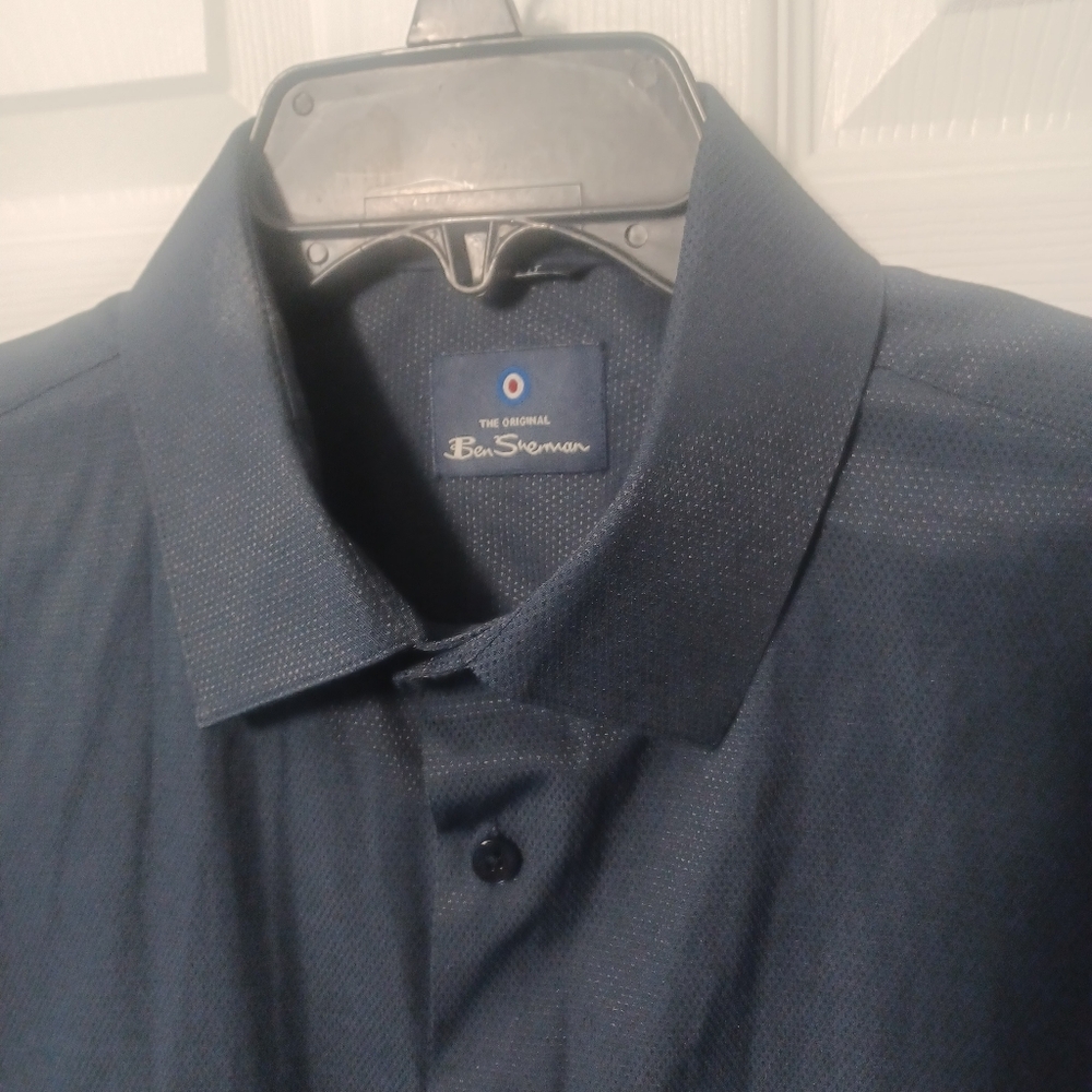 Ben Sherman Slim Fit Dobby Button Down Shirt Sz L 16/16.5  34/35